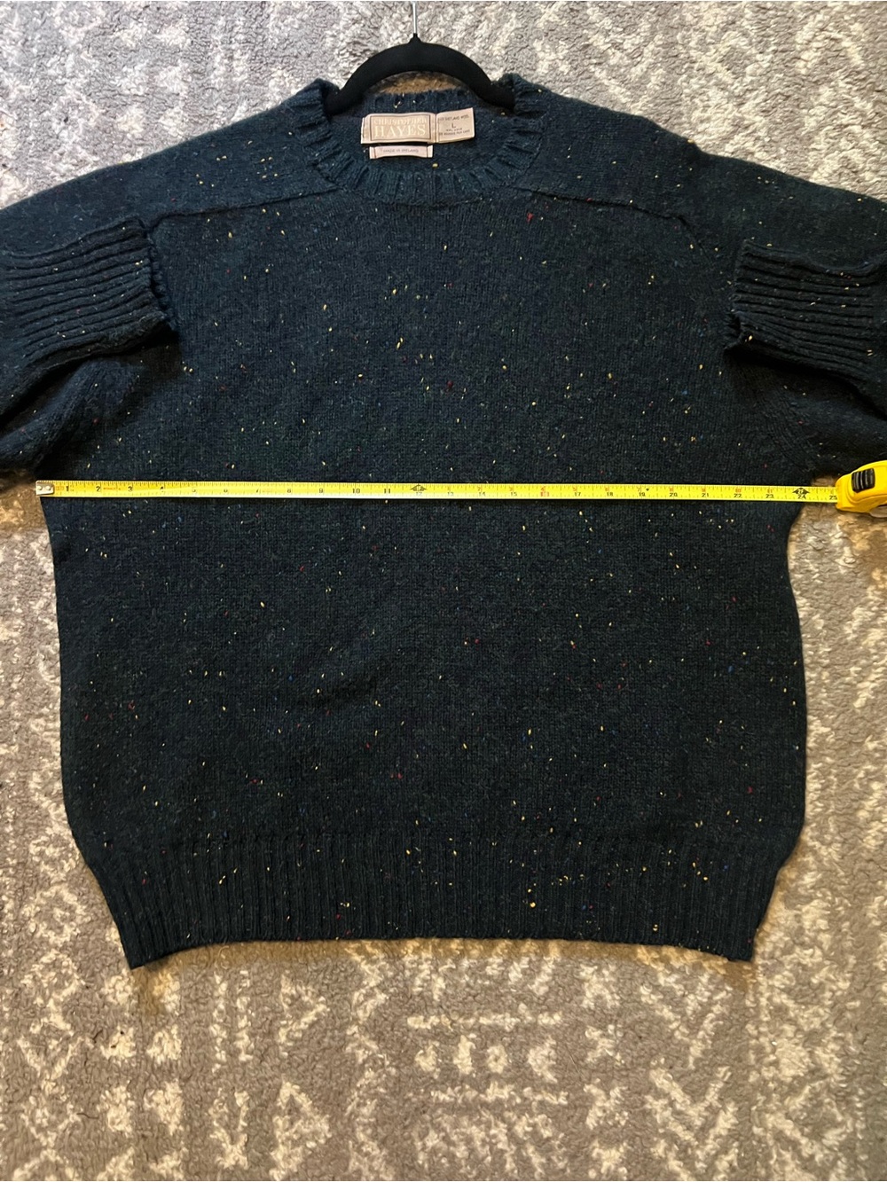 Vintage Christopher Hayes 100% Shetland Wool sz L Made in Ireland Green (S200) - Picture 5 of 6